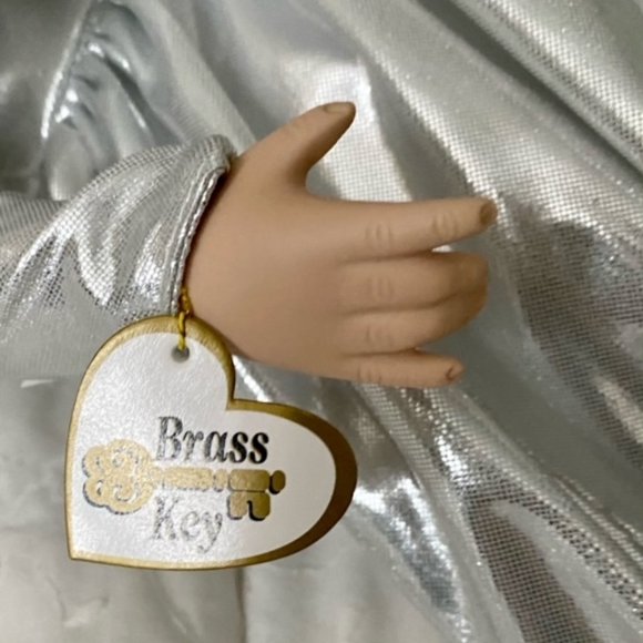 Brass Key Porcelain Doll Winter Themed - Picture 3 of 4